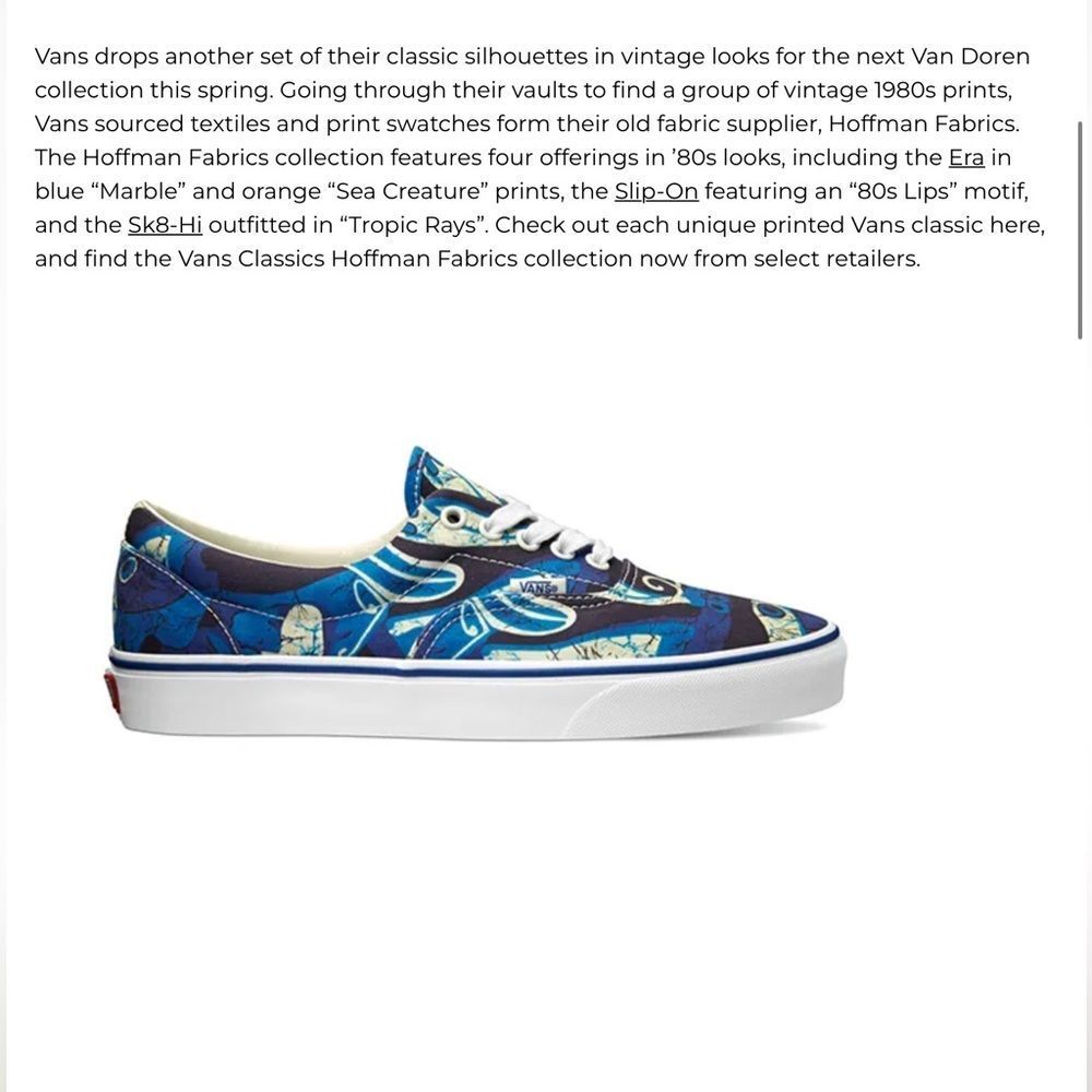 VANS Era "Van Doren" Blue Marble Low Top Unisex Sneakers - Picture 2 of 9